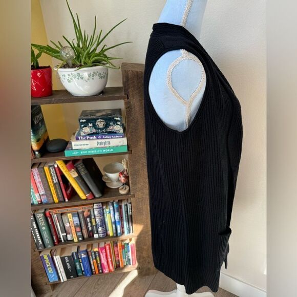 Splendid Juliet Rib Open Front Sweater Vest in Black Sz Small - Picture 4 of 11